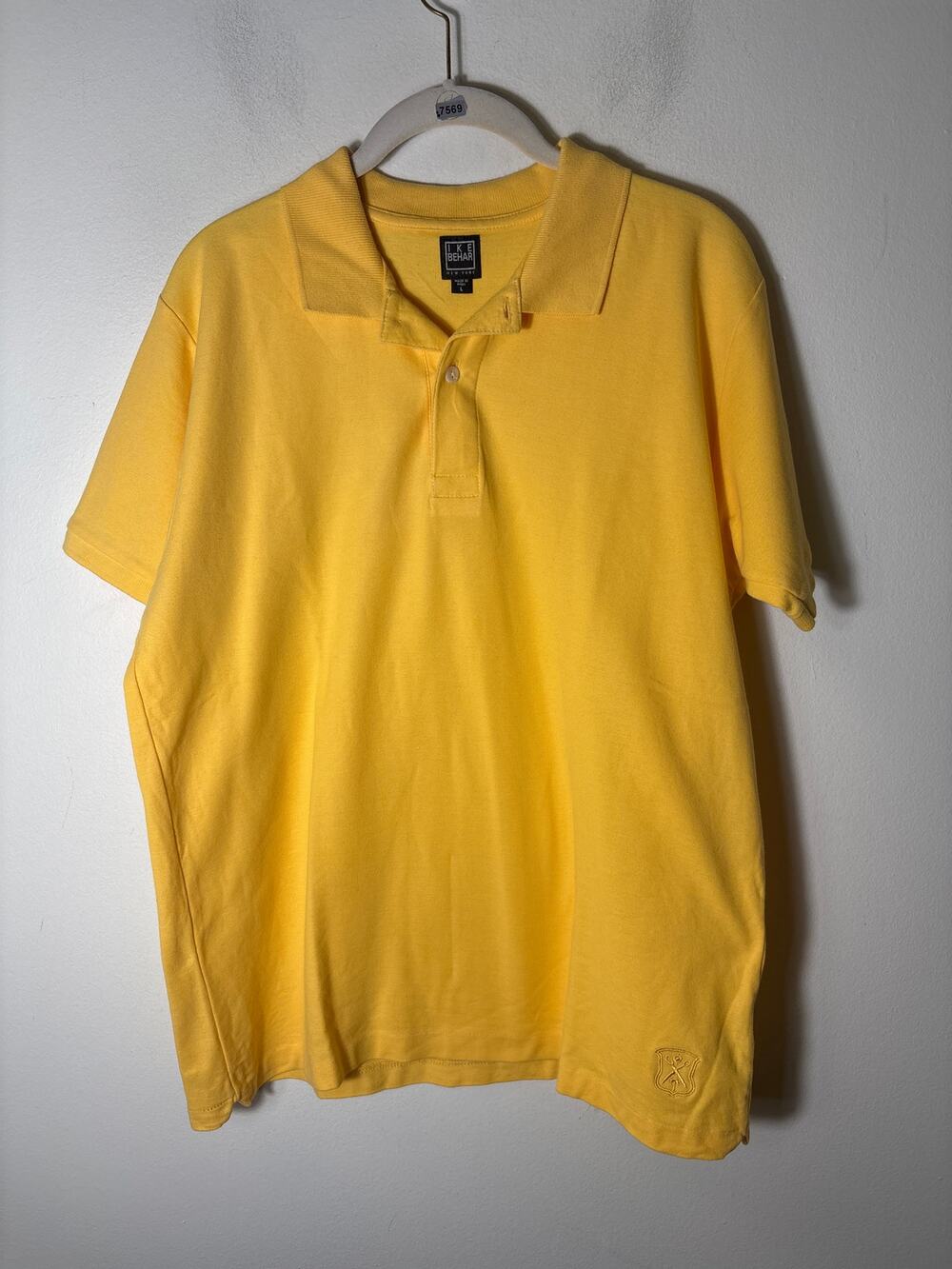 Men's Ike Behar Ny Yellow Polo Sz L